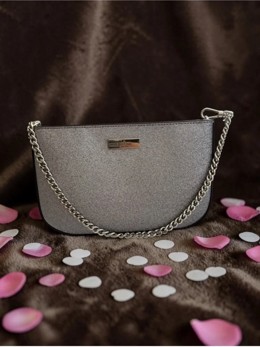 kate spade Silver Metallic Chain Crossbody Bag